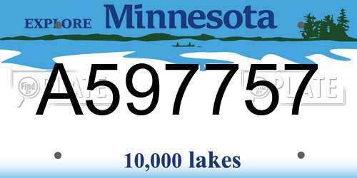 A597757 Minnesota License Plate