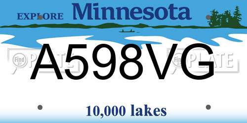 A598VG Minnesota License Plate