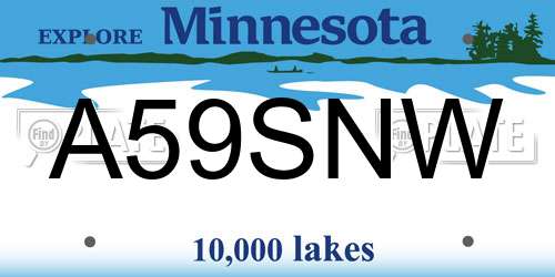 A59SNW Minnesota License Plate
