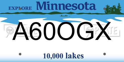 A60OGX Minnesota License Plate