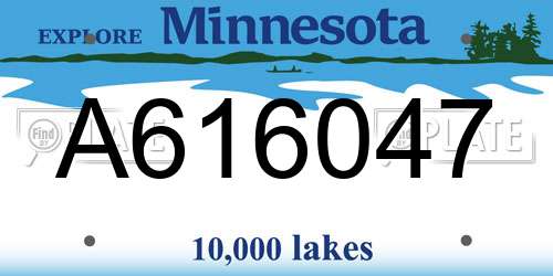 A616047 Minnesota License Plate
