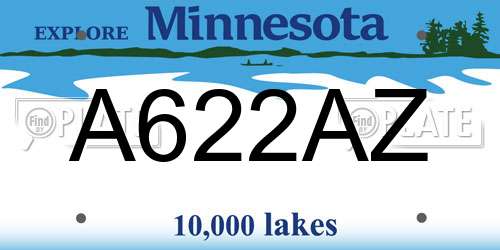 A622AZ Minnesota License Plate