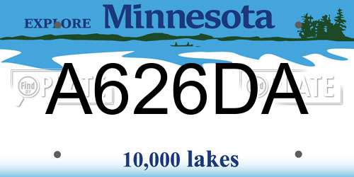 A626DA Minnesota License Plate