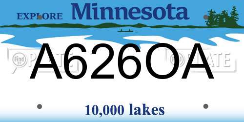 A626OA Minnesota License Plate