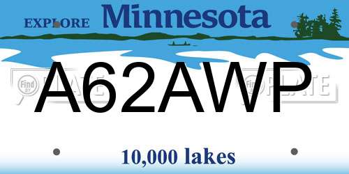 A62AWP Minnesota License Plate
