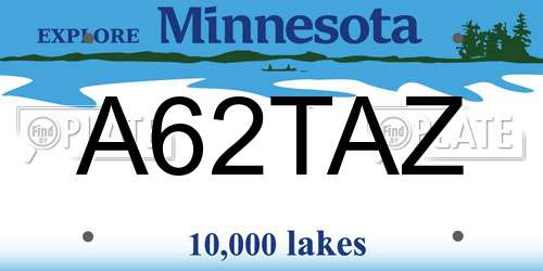 A62TAZ Minnesota License Plate