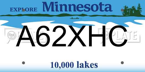 A62XHC Minnesota License Plate