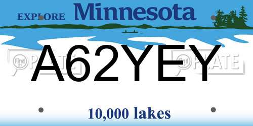 A62YEY Minnesota License Plate
