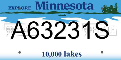 A63231S Minnesota License Plate