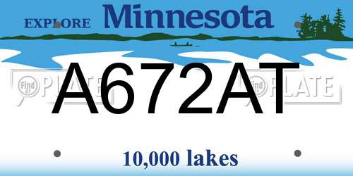 A672AT Minnesota License Plate