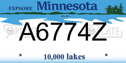 A6774Z Minnesota License Plate