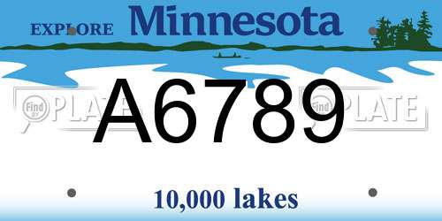 A6789 Minnesota License Plate