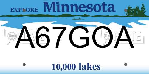 A67GOA Minnesota License Plate