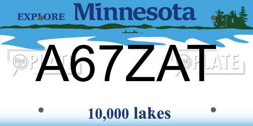 A67ZAT Minnesota License Plate