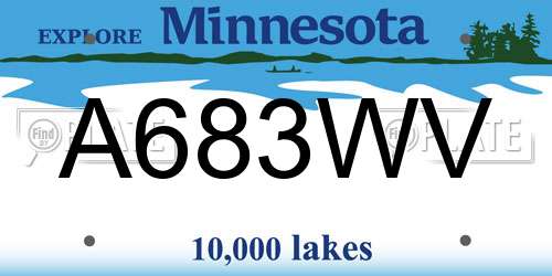A683WV Minnesota License Plate