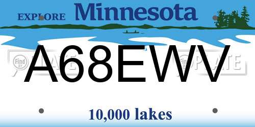 A68EWV Minnesota License Plate