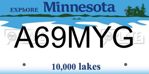 A69MYG Minnesota License Plate