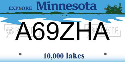 A69ZHA Minnesota License Plate