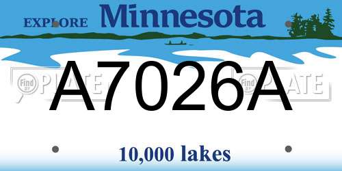 A7026A Minnesota License Plate