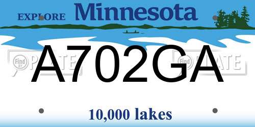 A702GA Minnesota License Plate