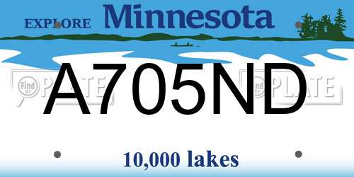 A705ND Minnesota License Plate