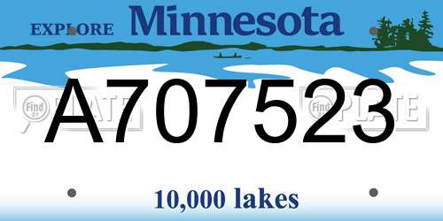 A707523 Minnesota License Plate