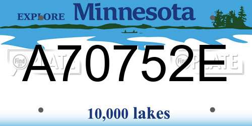 A70752E Minnesota License Plate