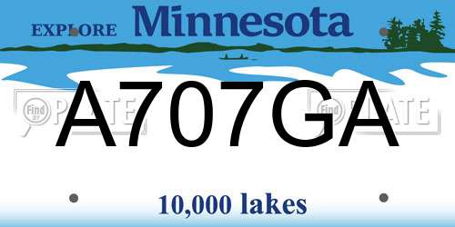 A707GA Minnesota License Plate