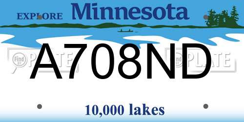 A708ND Minnesota License Plate