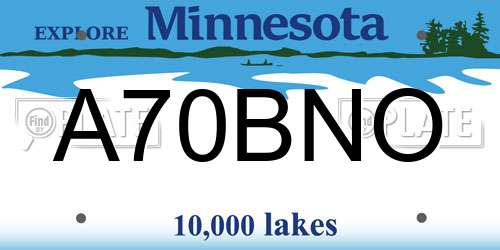 A70BNO Minnesota License Plate