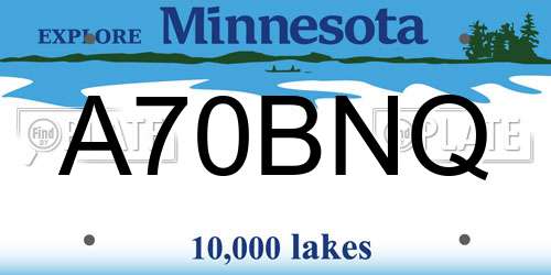 A70BNQ Minnesota License Plate