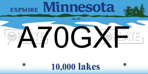 A70GXF Minnesota License Plate