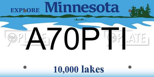 A70PTI Minnesota License Plate