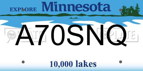 A70SNQ Minnesota License Plate