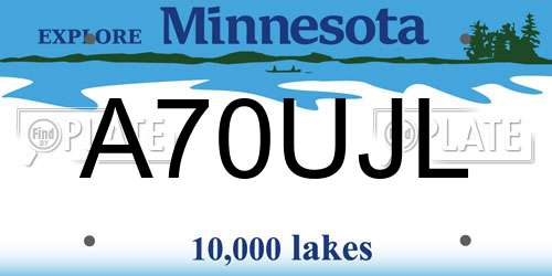 A70UJL Minnesota License Plate
