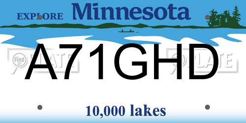 A71GHD Minnesota License Plate