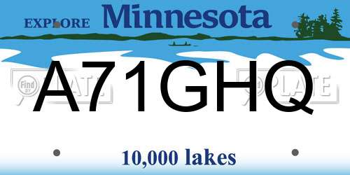 A71GHQ Minnesota License Plate
