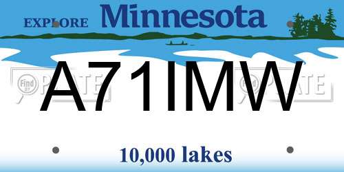 A71IMW Minnesota License Plate