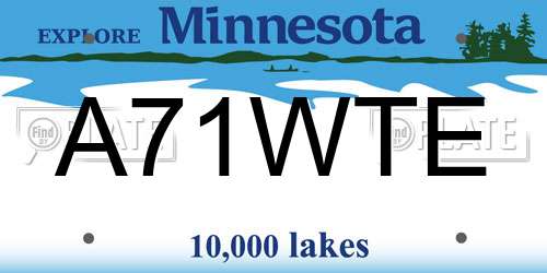 A71WTE Minnesota License Plate