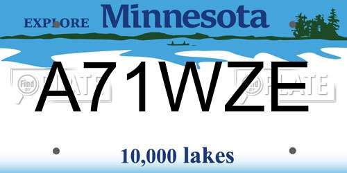 A71WZE Minnesota License Plate