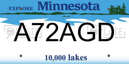 A72AGD Minnesota License Plate