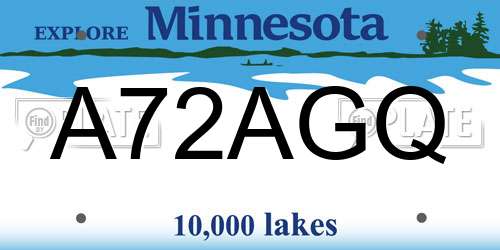 A72AGQ Minnesota License Plate