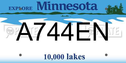 A744EN Minnesota License Plate