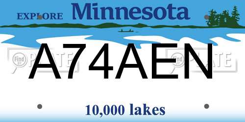 A74AEN Minnesota License Plate