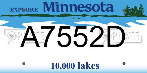 A7552D Minnesota License Plate