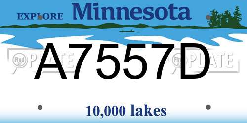 A7557D Minnesota License Plate