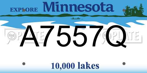 A7557Q Minnesota License Plate