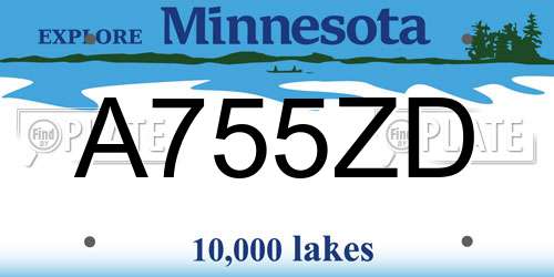 A755ZD Minnesota License Plate
