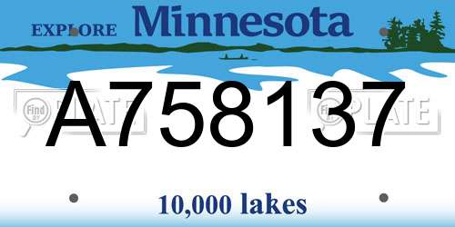 A758137 Minnesota License Plate