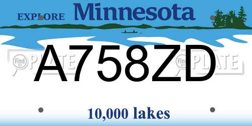 A758ZD Minnesota License Plate